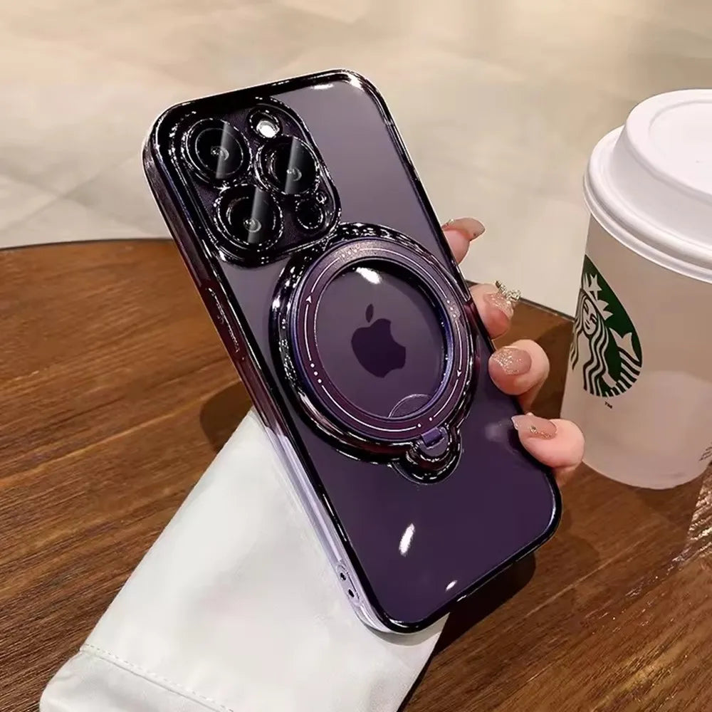 Luxury Magsafe Magnetic Ring Stand Clear Acrylic Case