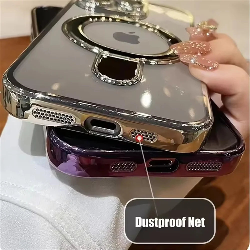 Luxury Magsafe Magnetic Ring Stand Clear Acrylic Case