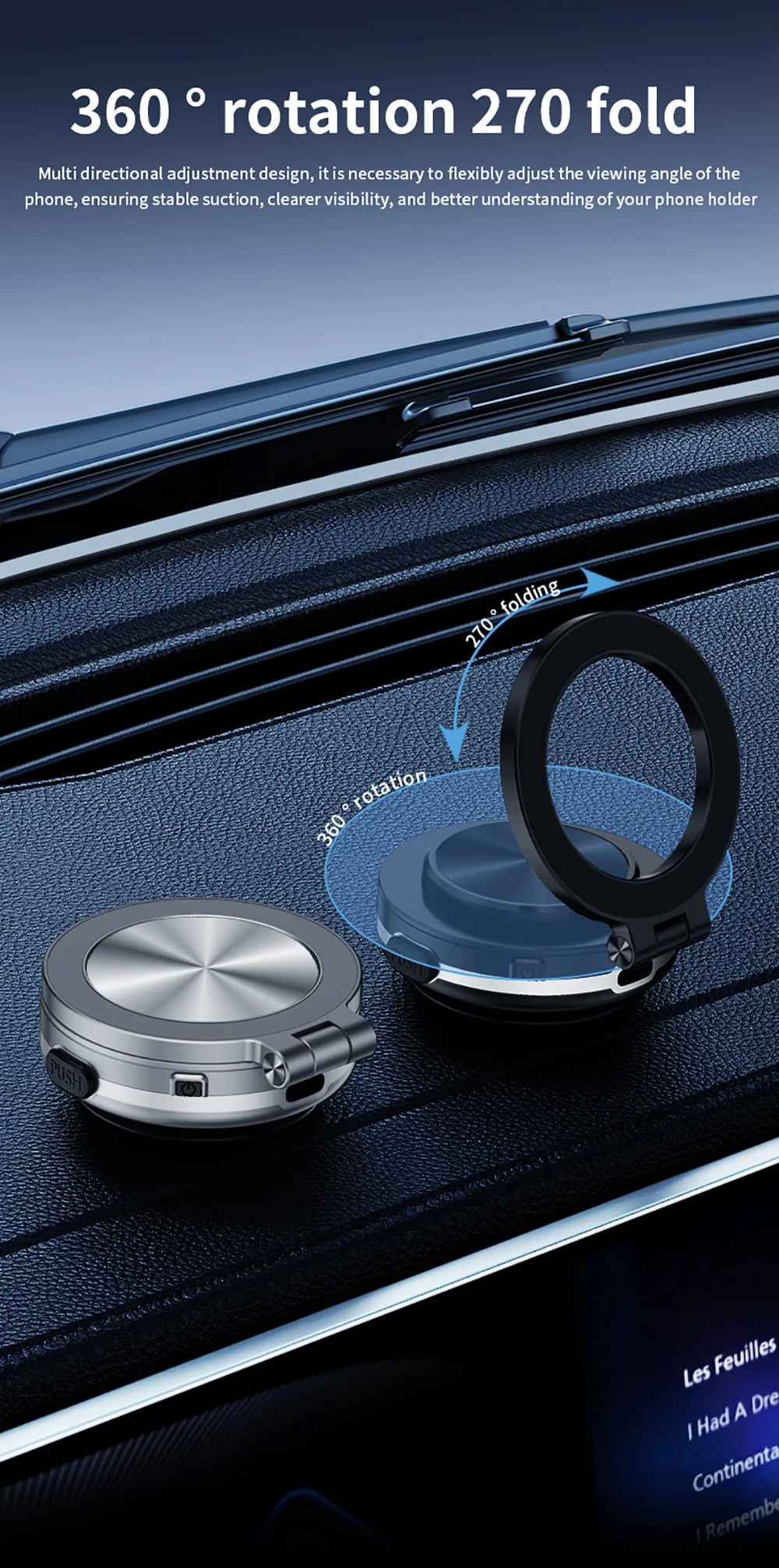 Universal Magnetic Folding Phone Holder with Suction Cup