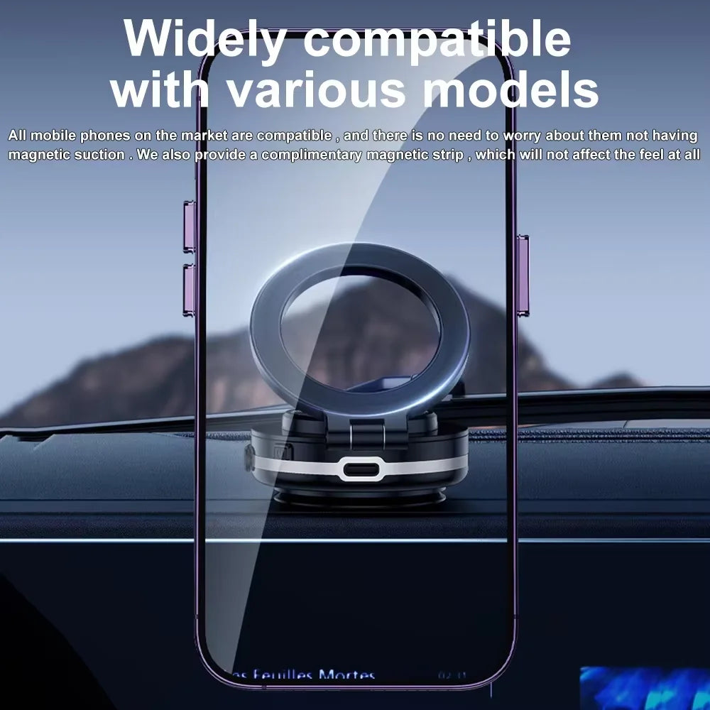 Universal Magnetic Folding Phone Holder with Suction Cup