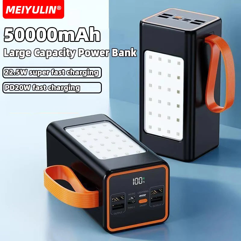 Batterie externe de secours grande capacité 50 000 mAh, 30 000 mAh, portable, USB-C 22,5 W, charge rapide, pour iPhone, Xiaomi, Samsung
