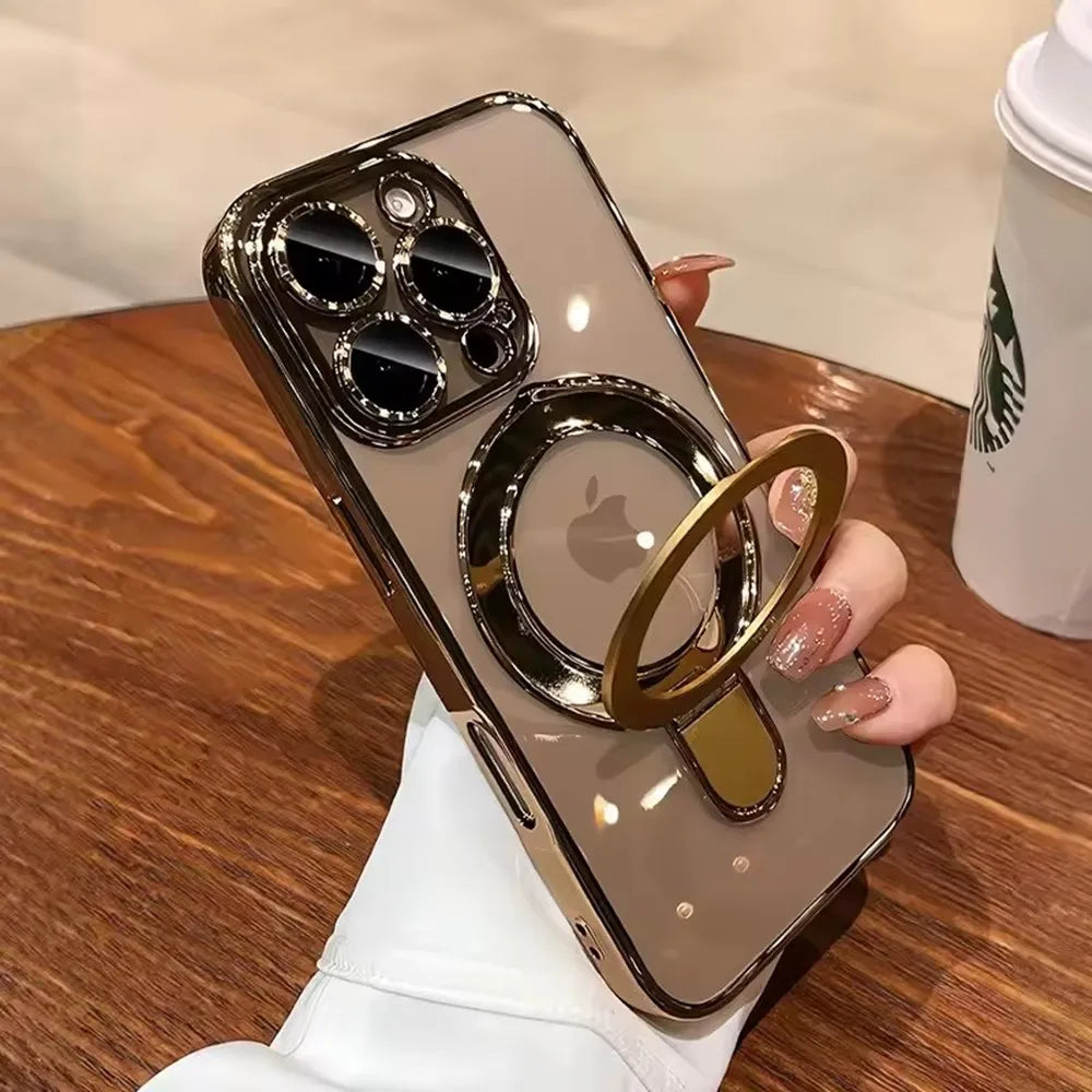 Luxury Magsafe Magnetic Ring Stand Clear Acrylic Case