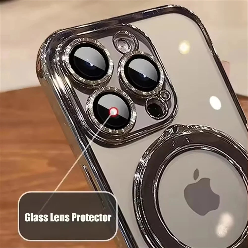 Luxury Magsafe Magnetic Ring Stand Clear Acrylic Case