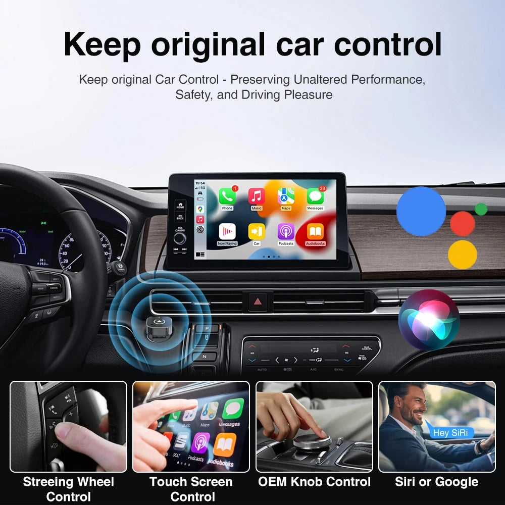2-in-1 Wireless Android Auto & CarPlay Adapter Dongle
