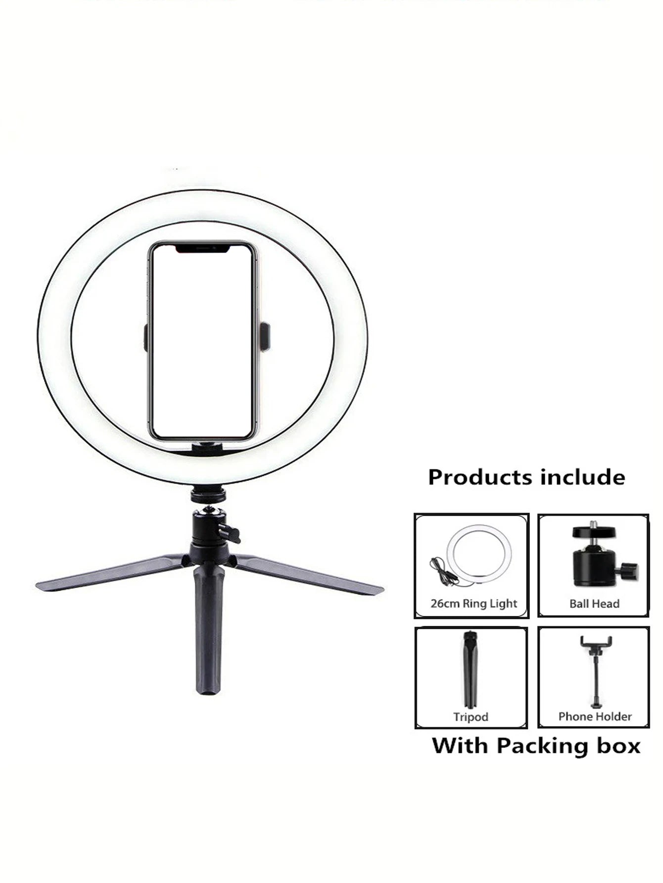 26cm LED Ring Light with Tripod Stand