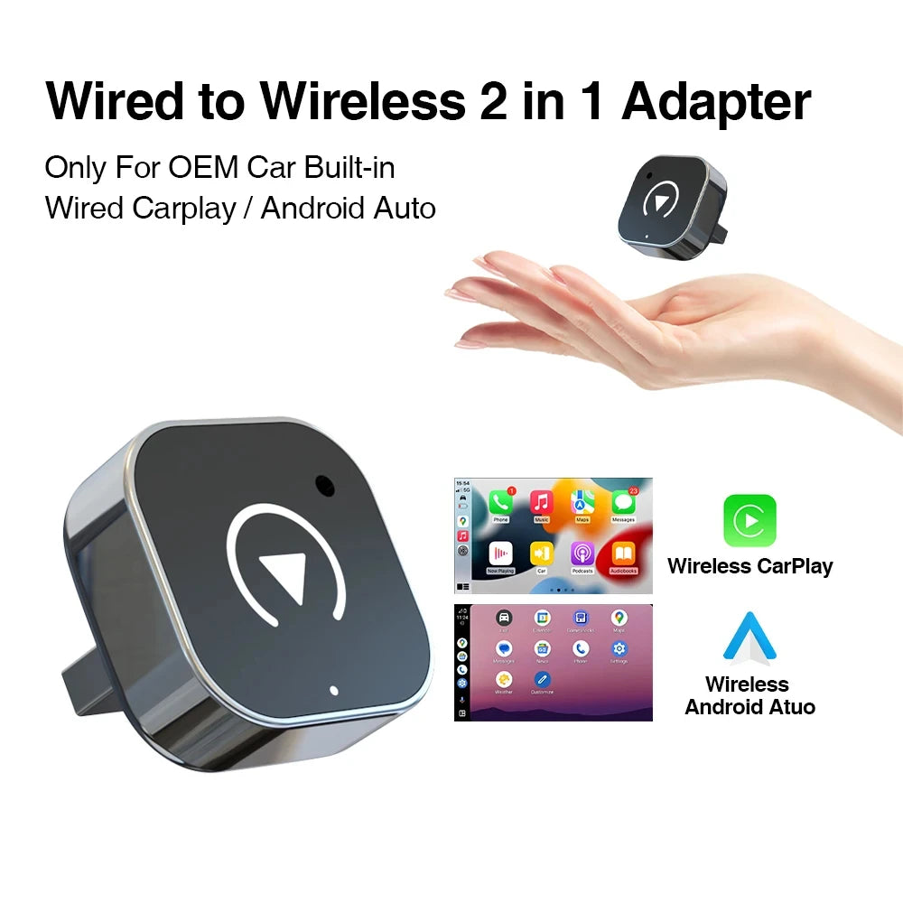 2-in-1 Wireless Android Auto & CarPlay Adapter Dongle