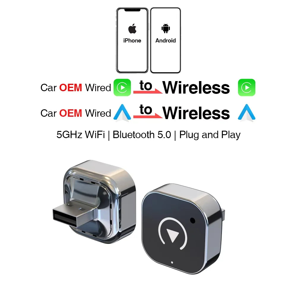 2-in-1 Wireless Android Auto & CarPlay Adapter Dongle