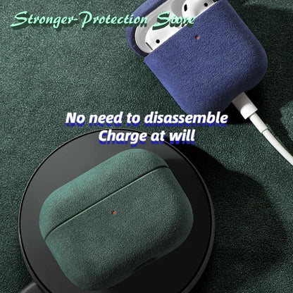 Italian Suede Leather Case for AirPods Pro 3/4 with Wireless Charging