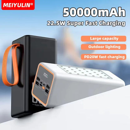 Batterie externe de secours grande capacité 50 000 mAh, 30 000 mAh, portable, USB-C 22,5 W, charge rapide, pour iPhone, Xiaomi, Samsung