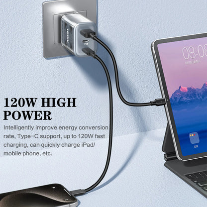 120W Total Fast Charging Wall Adapter with PD USB-C & QC 3.0 Ports