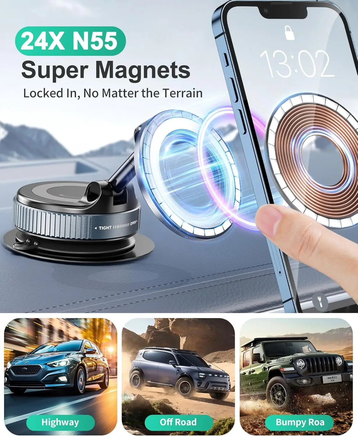 Magnetic Vacuum Suction Phone Holder for MagSafe
