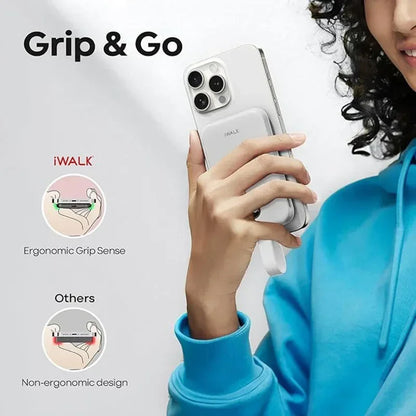 Chargeur portable magnétique iWALK avec anneau : Power Bank sans fil 50 000 mAh, support fin, charge rapide 20 W, avec écran LED