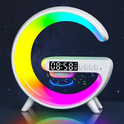 Multifunction RGB Light Wireless Charger Stand with Alarm Clock & Speaker