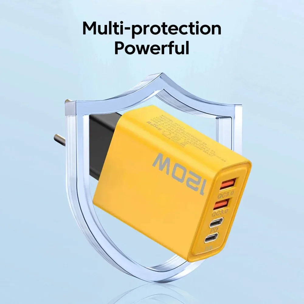 : 120W 4-Port Fast USB Wall Charger