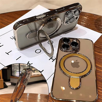 Luxury Magsafe Magnetic Ring Stand Clear Acrylic Case