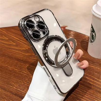 Luxury Magsafe Magnetic Ring Stand Clear Acrylic Case