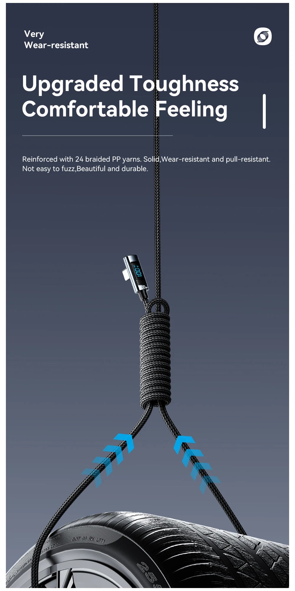 100W USB-C to USB-C 90° Fast Charge Cable with Display