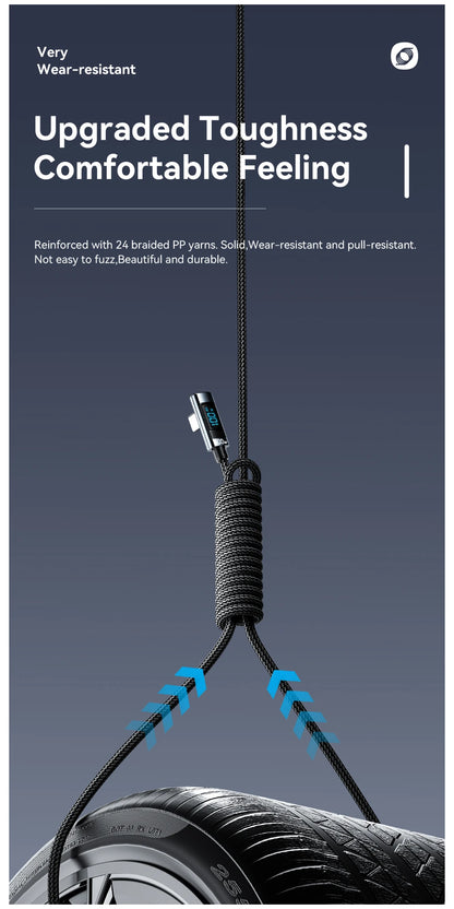 100W USB-C to USB-C 90° Fast Charge Cable with Display