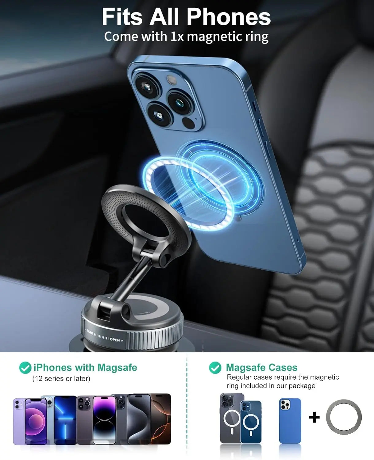 Magnetic Vacuum Suction Phone Holder for MagSafe