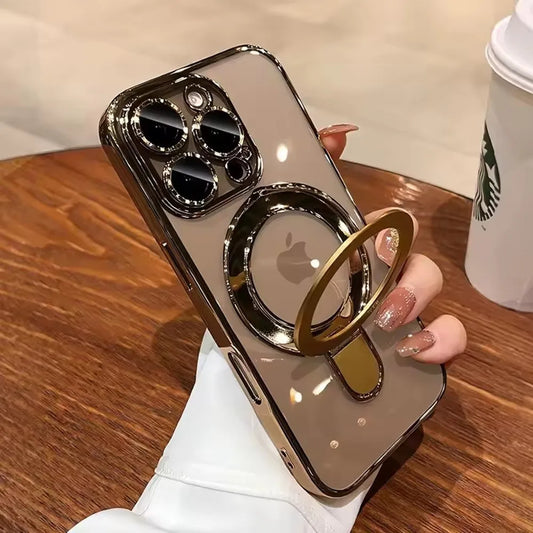 Luxury Magsafe Magnetic Ring Stand Clear Acrylic Case