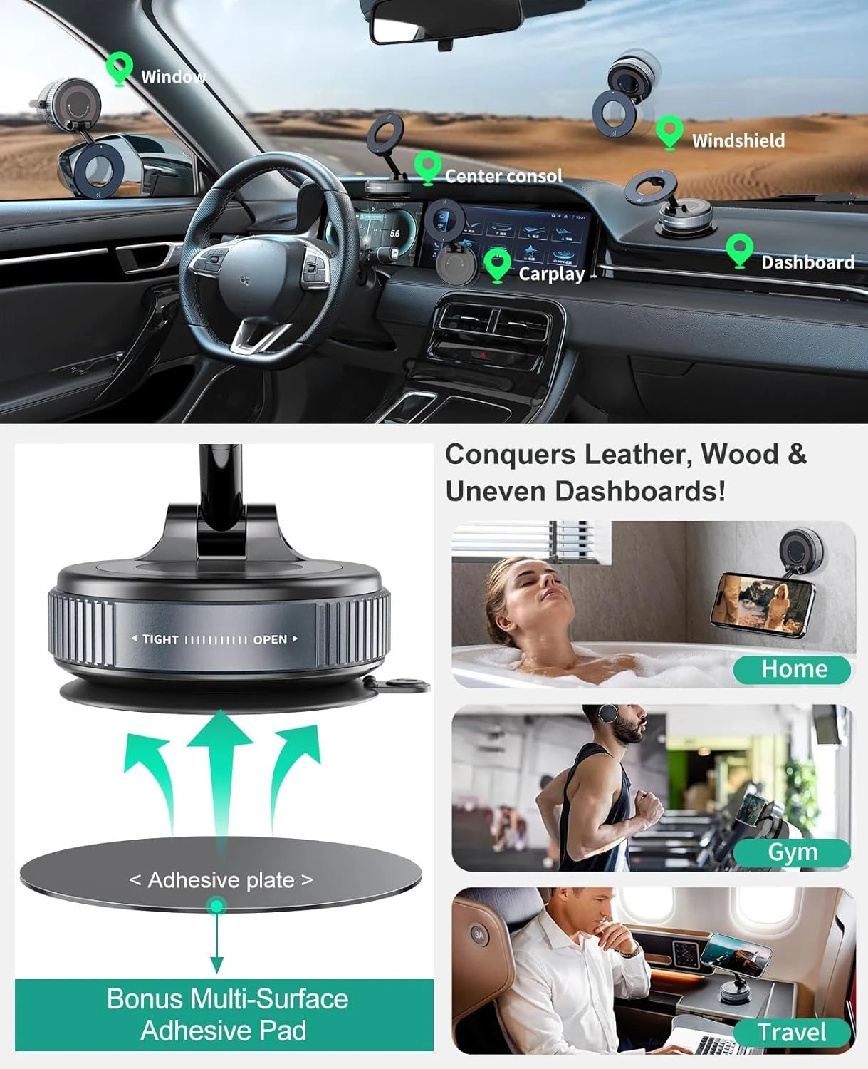Magnetic Vacuum Suction Phone Holder for MagSafe