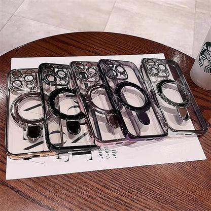 Luxury Magsafe Magnetic Ring Stand Clear Acrylic Case