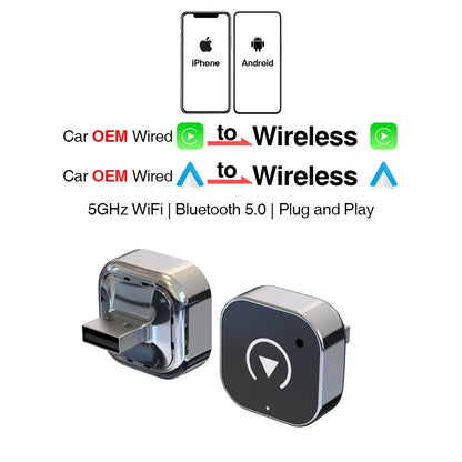 2-in-1 Wireless Android Auto & CarPlay Adapter Dongle