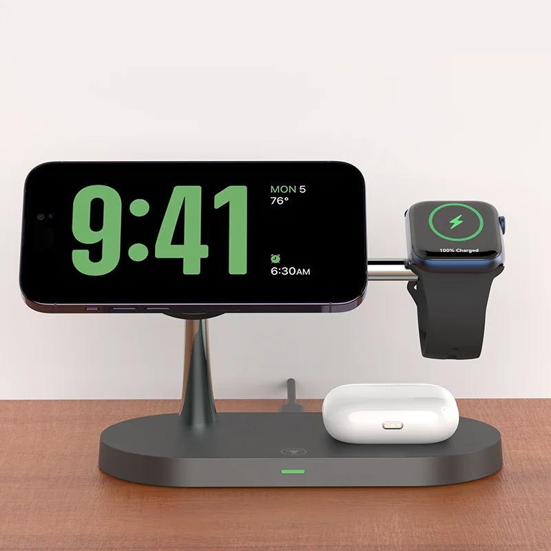 3-in-1 Fast Wireless Charging Station for iPhone, Watch & AirPods