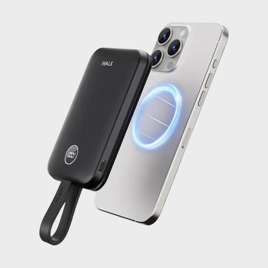 Chargeur portable magnétique iWALK avec anneau : Power Bank sans fil 50 000 mAh, support fin, charge rapide 20 W, avec écran LED