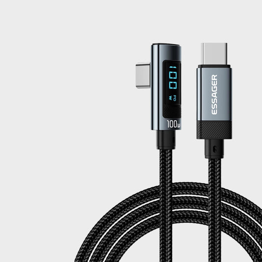 100W USB-C to USB-C 90° Fast Charge Cable with Display
